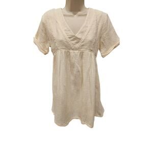 Pink lily small yellow guaze crinkle linen babydoll cottagecore coquette EUC